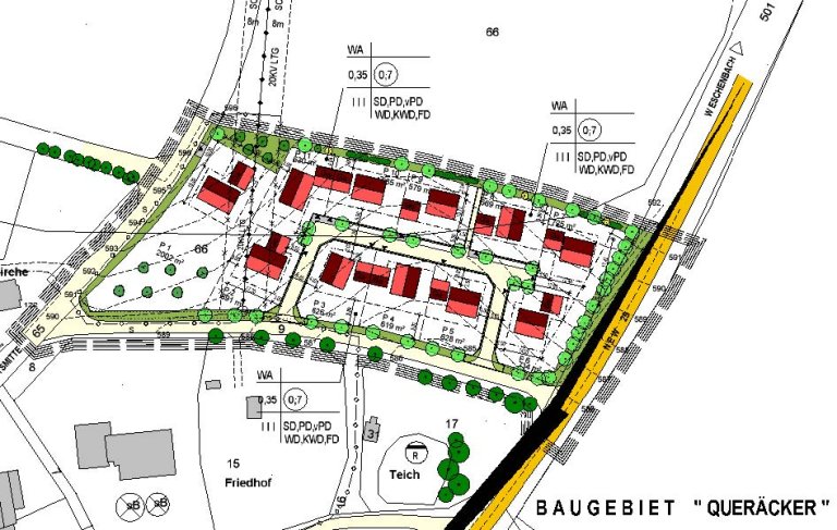 Auszug B-Plan Baugebiet "Queräcker"